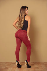 Dark Rose- Mid Rise Skinny Shapewear Jeans