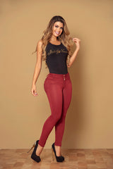 Dark Rose- Mid Rise Skinny Shapewear Jeans